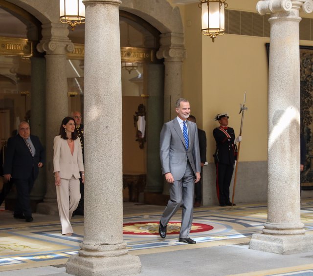 El Rey Felipe VI recibe a las últimas promociones de Registradores de la Propiedad, Mercantiles y de Bienes Muebles, en el Palacio Real del Pardo, a 7 de julio de 2022