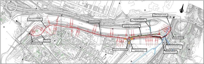 Recorrido de la vía auxiliar del soterramiento de Torrelavega
