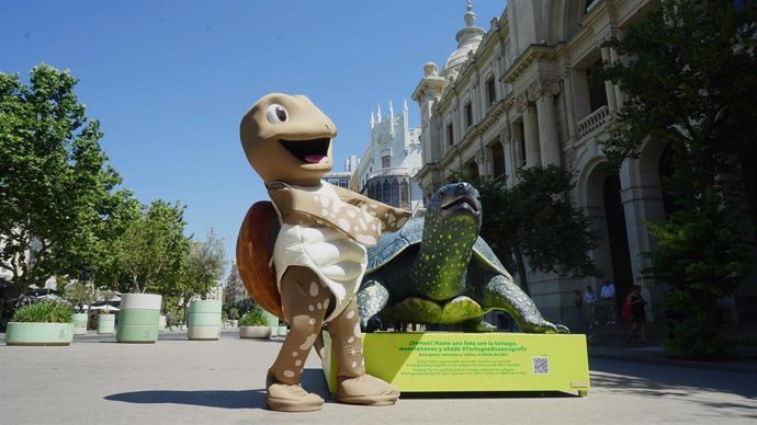 Actividad promocional de las tortugas del Oceanogrfic en el centro de Valncia