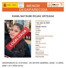 Menor desaparecida en Getafe