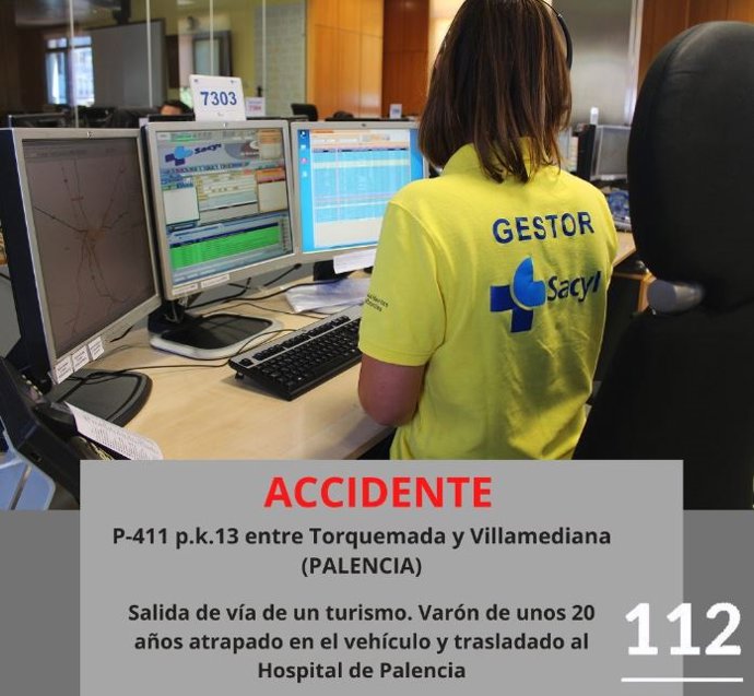 Información del Centro de Emergencias Castilla y León 112 sobre el accidente ocurrido en la provincia de Palencia.
