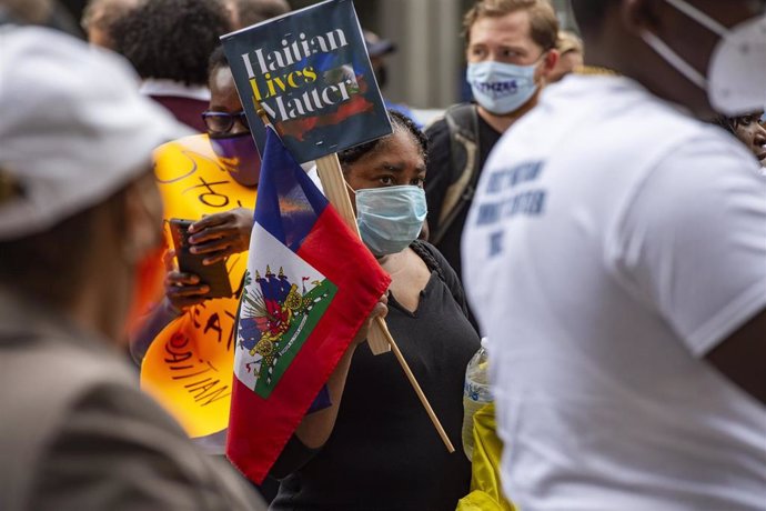 Archivo - Imagen de archivo de protesta de apoyo a los migrantes haitianos en Boston, Estados Unidos.