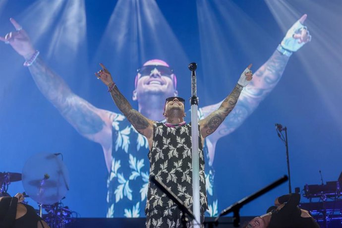 El cantante Maluma durante un concierto en el Wizink Center, a 8 de julio de 2022, en Madrid (España).