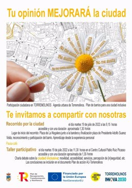 Ayuntamiento de Torremolinos organiza actividades participativas para elaborar el Mapa de Ciudad Amable