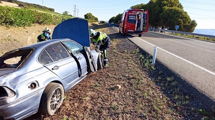 Accidente en la AP-15 en el término de Olite, en el que una persona ha resultado herida.