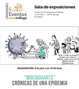 El Colegio de Médicos acoge una exposición de viñetas de Miki y Duarte con su punto de vista de la pandemia