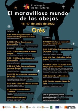 Cartel del del evento 'El maravilloso mundo de las abejas, que celebrará Orés el 16 y 17 de julio en el marco de 'El triángulo de las tres culturas'.