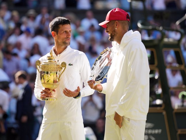 Novak Djokovic y Nick Kyrgios Photo: Zac Goodwin/PA Wire/dpa