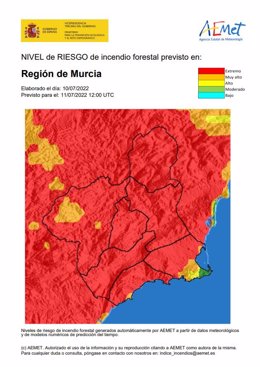 Mapa de riesgo de incendios forestales