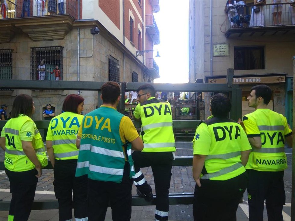 Dispositivo de DYA Navarra en el encierro.