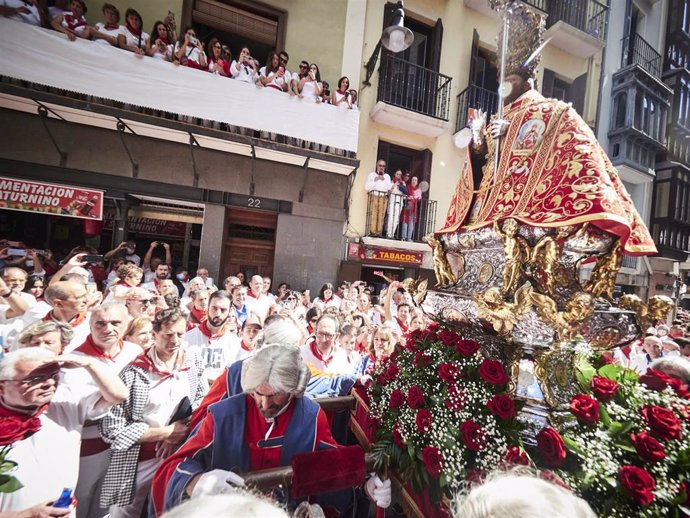 Un momento de la procesión de San Fermín del pasado 7 de julio.