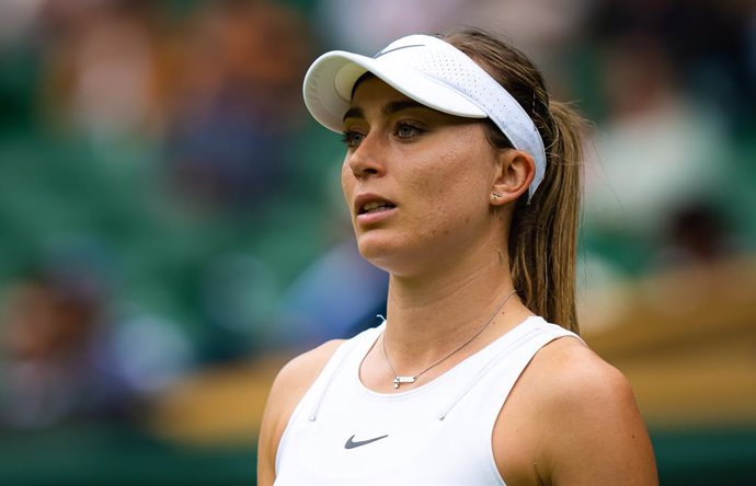 Paula Badosa of Spain in action during the fourth round of the 2022 The Championships Wimbledon Grand Slam tennis tournament