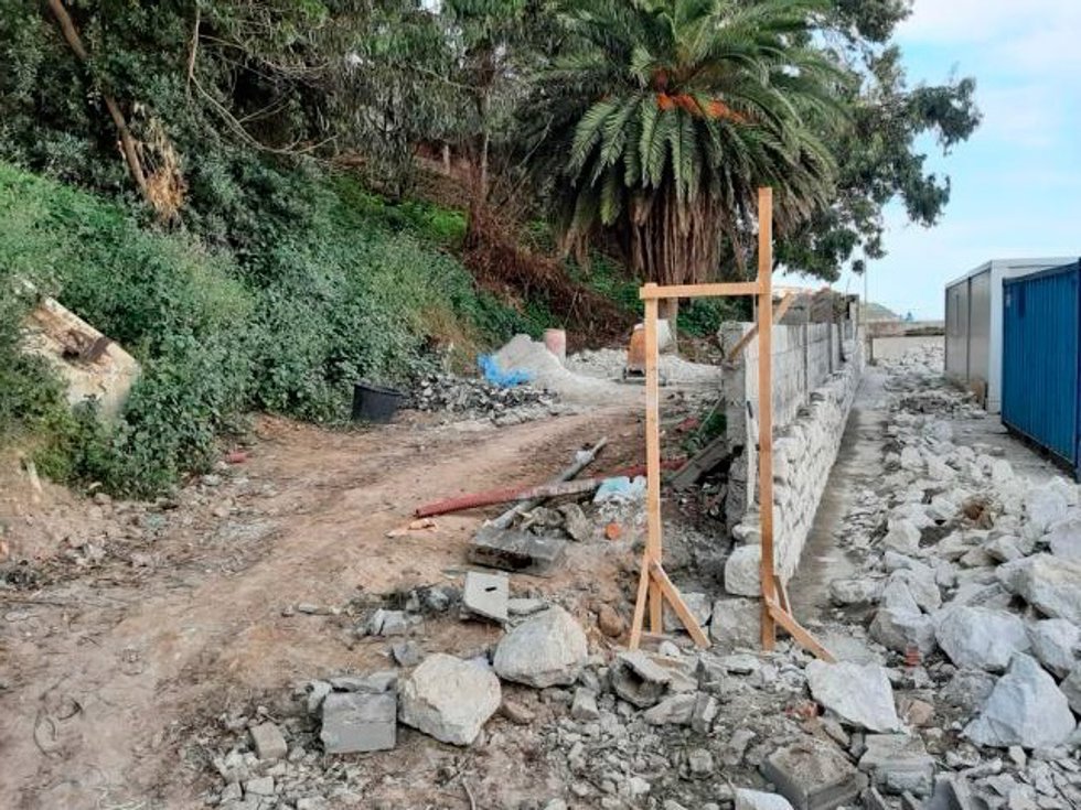 Obras junto a la playa de la Concha de Suances