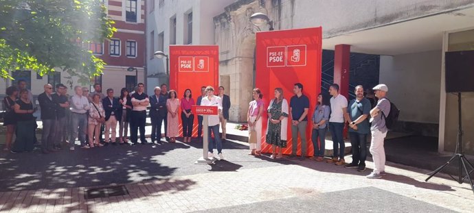 El secretario General del PSE-EE, Eneko Andueza, en el acto del 136 aniversario de la primera Agrupación Socialista de Euskadi.