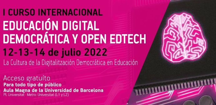 Cartell del I Curs Internacional Educació Digital Democrtica i Open EdTech