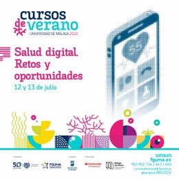 Cartel del Curso de Verano de la UMA 'Salud Digital. Retos y oportunidades' que dirige Málaga TechPark.