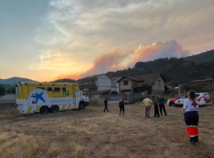 Puesto de mando avanzado del 112 del incendio en la comarca de Las Hurdes