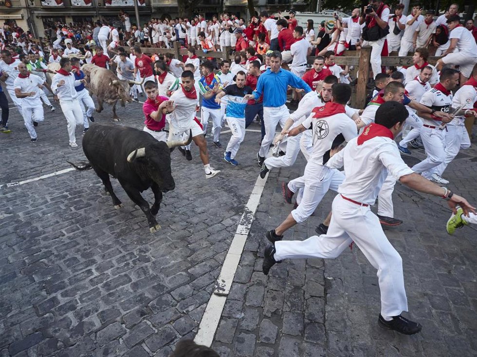 Sexto encierro de Sanfermines de 2022 con toros de Jandilla.