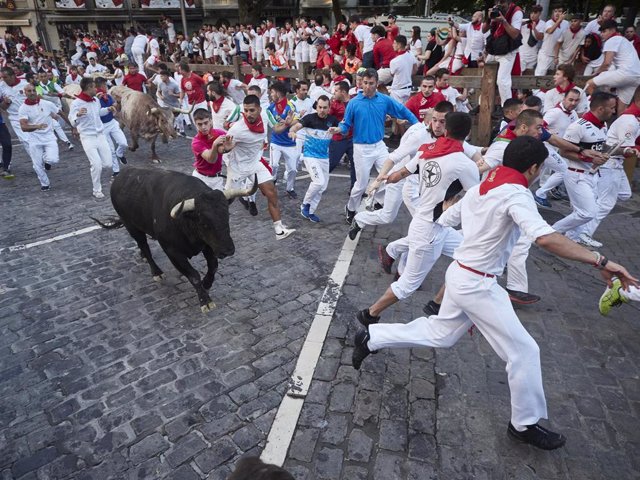 Sexto encierro de Sanfermines de 2022 con toros de Jandilla.