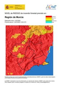 El nivel de riesgo de incendio forestal sigue siendo extremo este martes en toda la Región