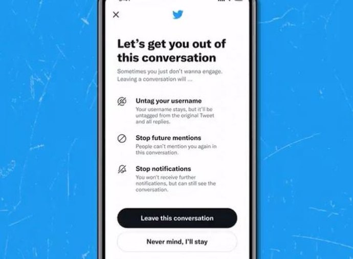 Twitter implementa un botón para desetiquetarse de conversaciones