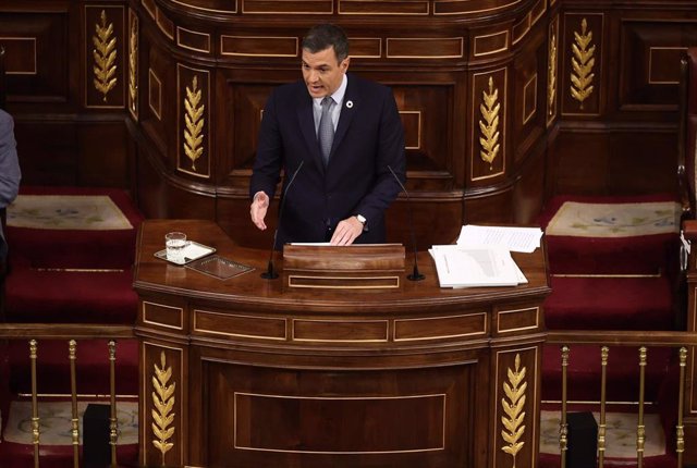 El presidente del Gobierno, Pedro Sánchez, interviene durante la primera jornada de la 26 edición del Debate sobre el Estado de la Nación, en el Congreso de los Diputados, a 12 de julio de 2022, en Madrid (España).