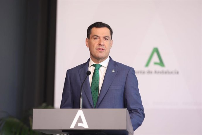 El presidente de la Junta en funciones, Juanma Moreno, este martes en Sevilla