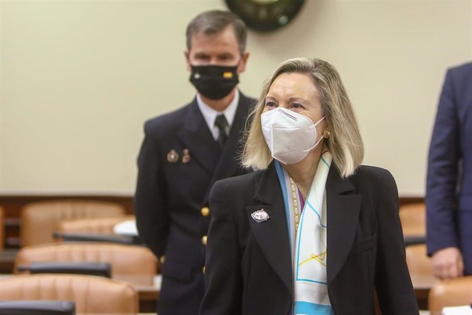 Archivo - Amparo Valcarce durante una sesión extraordinaria en la Comisión de Defensa del Congreso de los Diputados, en Madrid (España), a 26 de enero de 2021.