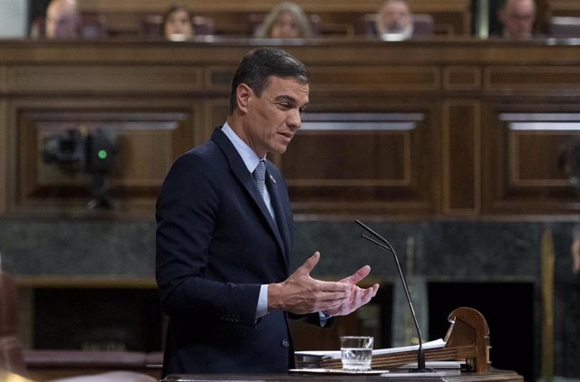 El presidente del Gobierno, Pedro Sánchez, interviene durante la primera jornada de la 26 edición del Debate sobre el Estado de la Nación, en el Congreso de los Diputados, a 12 de julio de 2022, en Madrid (España). 