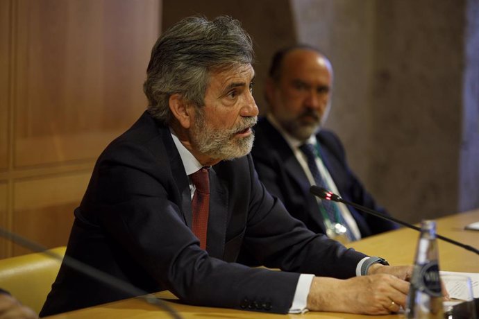 Archivo - El presidente del Tribunal Supremo y del Consejo General del Poder Judicial, Carlos Lesmes, inaugura las XX Jornadas de presidentes de Audiencias Provinciales, a 18 de mayo de 2022 en Granada (Andalucía España)