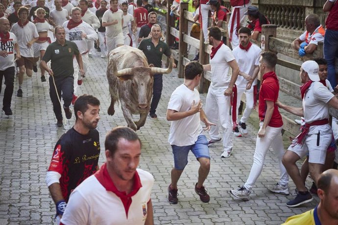 Imagen del séptimo encierro de los Sanfermines de 2022