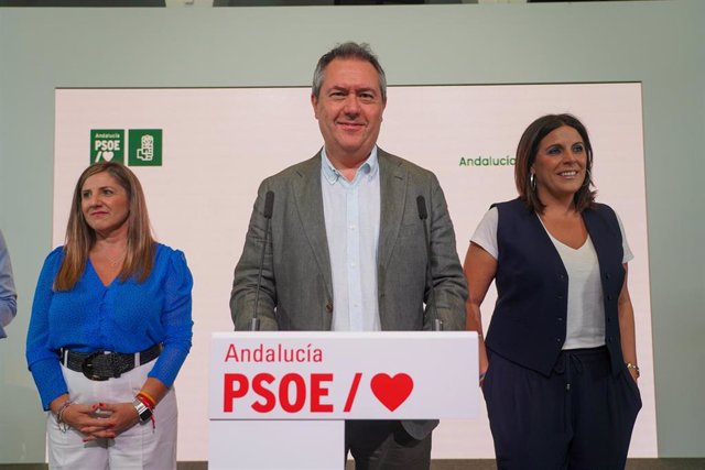 El secretario general del PSOE de Andalucía, Juan Espadas, durante la rueda de prensa sobre asuntos de actualidad a 13 de julio del 2022 en Sevilla, Andalucía.