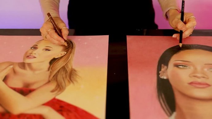 Esta mujer realiza retratos super realistas    ¡haciendo hasta 4 a la vez!