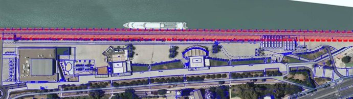 Imagen aérea del Muelle de las Delicias.