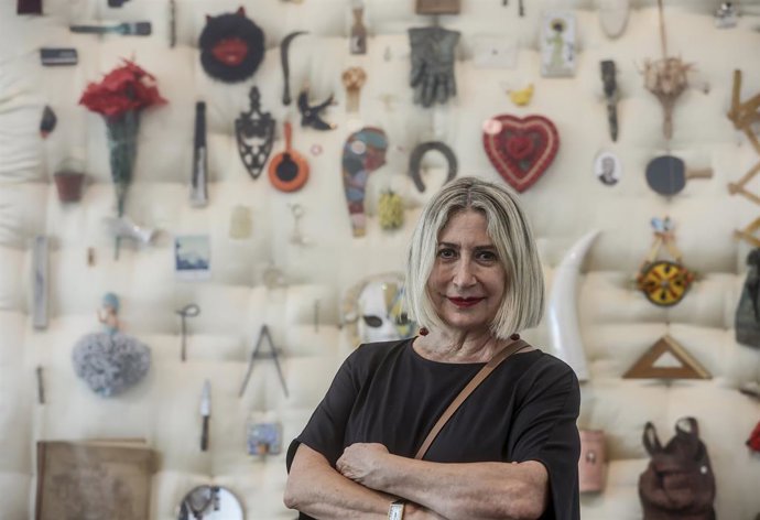 La artista Carmen Calvo en la presentación de la exposición en el IVAM