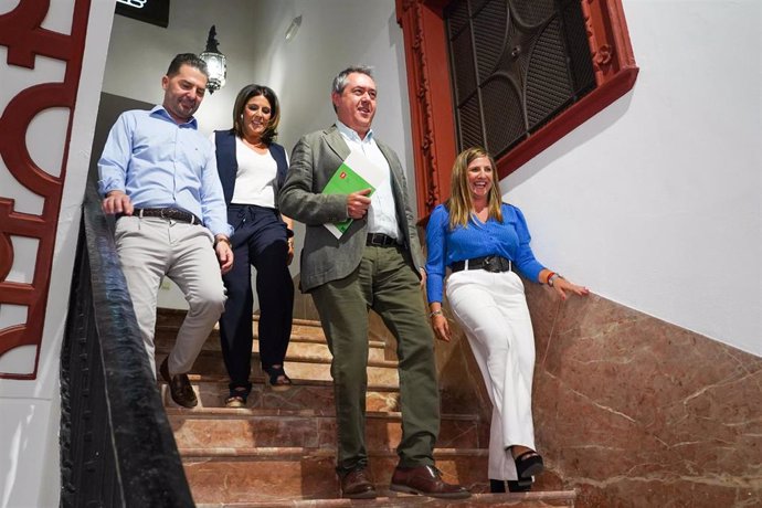 El secretario general del PSOE de Andalucía, Juan Espadas, durante la rueda de prensa sobre asuntos de actualidad a 13 de julio del 2022 en Sevilla, Andalucía.