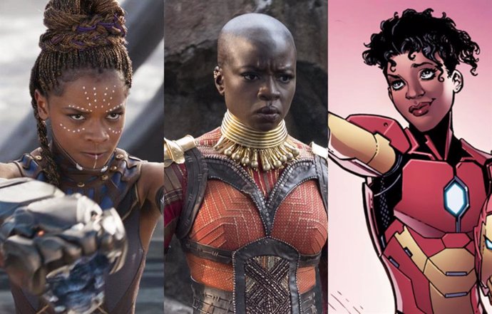 Archivo - Shuri, Okoye y Iron Heart