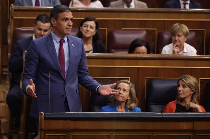 El presidente del Gobierno, Pedro Sánchez, interviene en la segunda jornada de la 26 edición del Debate sobre el Estado de la Nación, en el Congreso de los Diputados