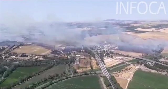 Desalojado el Monasterio de la Cartuja y afectadas viviendas en Jerez por un incendio en la zona