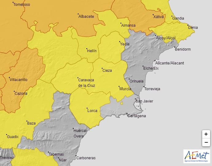 Mapa de avisos por calor