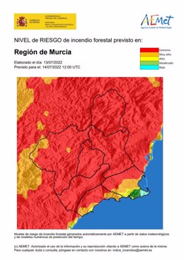 Mapa de riesgos de incendios forestales