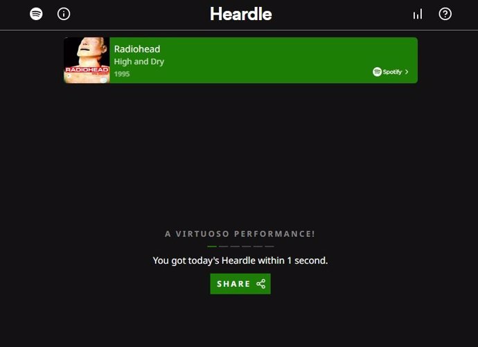 Captura de la interfaz de Heardle