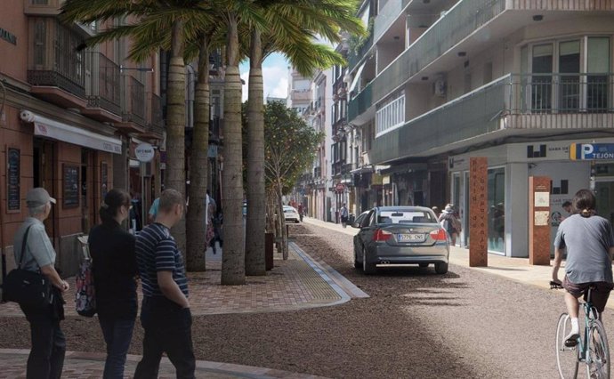 Imagen de cómo quedará la calle Álamos tras la renovación prevista por el Ayuntamiento de Málaga y cuyas obras se han adjudicado