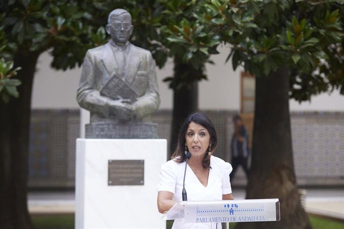 La ya expresidenta del Parlamento, Marta Bosquet, durante el acto institucional del Parlamento andaluz en conmemoración del nacimiento de Blas Infante en el Parlamento de Andalucía, a 5 de julio de 2022 en Sevilla (Andalucía, España)