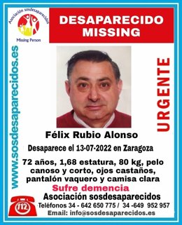 Cartel de búsqueda de Félix Rubio Alonso.