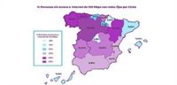 Hasta 2,4 millones de españoles no tienen acceso a Internet de al menos 100 megabits por segundo (Mbps)