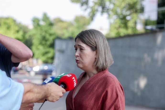 La consejera de Cultura, Turismo y Deporte de la Comunidad de Madrid, Marta Rivera de la Cruz, ofrece declaraciones a los medios