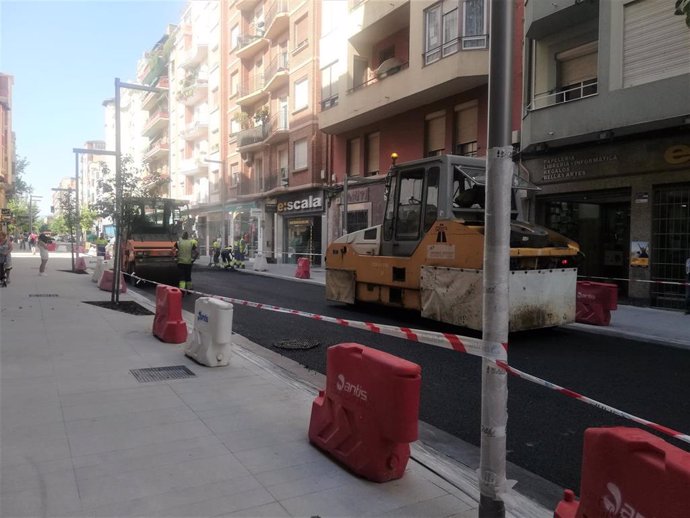 Obras en la calle República Argentina de Logroño