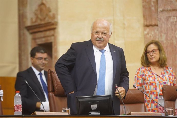 El nuevo presidente del Parlamento de Andalucía, Jesús Aguirre, en la sesión constitutiva del Parlamento andaluz de la XII Legislatura en el Parlamento de Andalucía, a 14 de julio de 2022 en Sevilla (Andalucía, España)