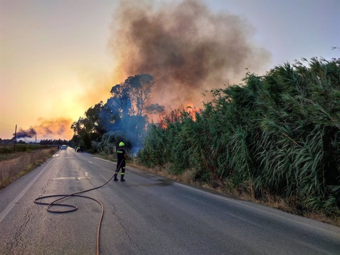 Se producen nuevos focos de fuego por la zona de La Teja en el incendio de Jerez ya estabilizado